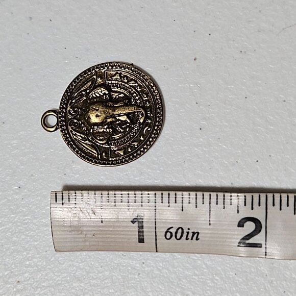 Antique Brass Elephant Pendant Coin Charm Ganesh Design Crafting Jewelry Making - Picture 3 of 3